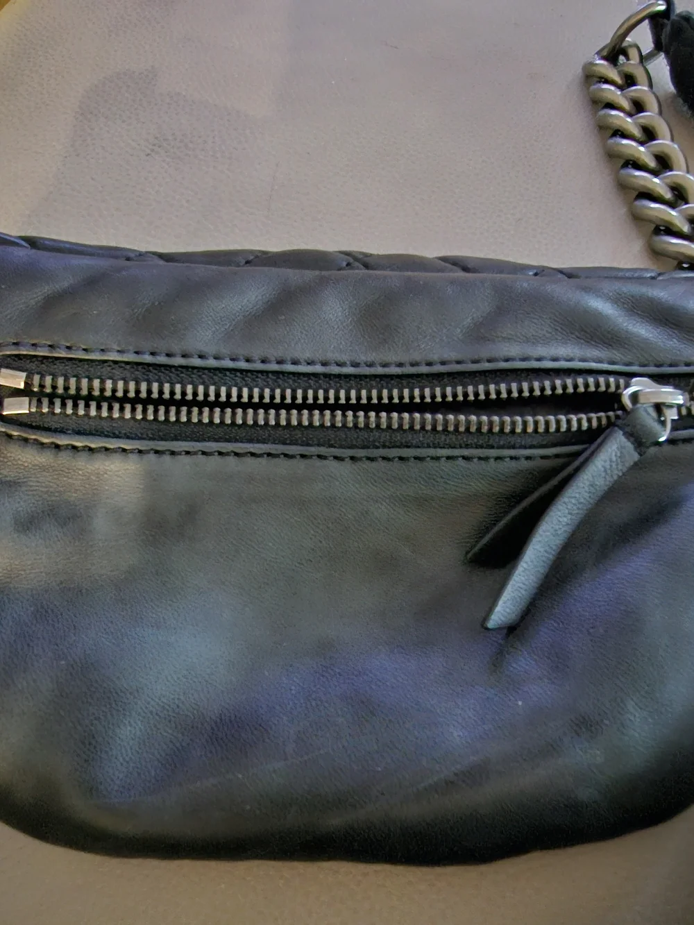 Kurt Geiger Black Quilted Leather Mini Crossbody Belt Bag - Picture 3 of 4